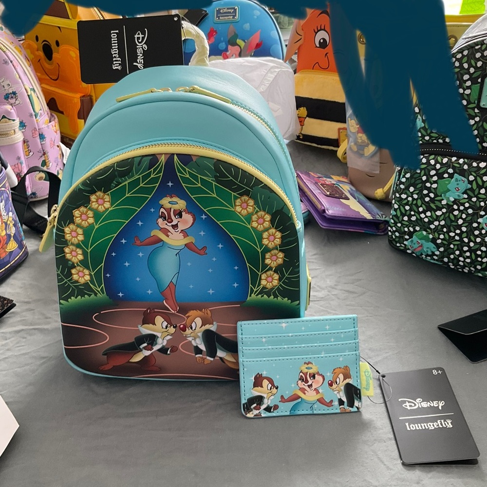 Disney Loungefly Chip N Dale & Clarice Chipmunks Backpack & Card Holder Set